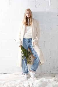 Wide Shawl Collared Cardigan | Light Gray, Charcoal, Ivory