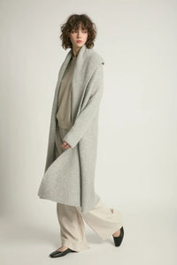 Wide Shawl Collared Cardigan | Light Gray, Charcoal, Ivory