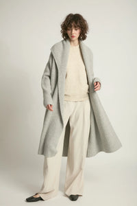 Wide Shawl Collared Cardigan | Light Gray, Charcoal, Ivory