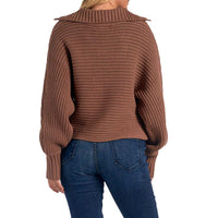 Open V-Neck Sweater | Brown