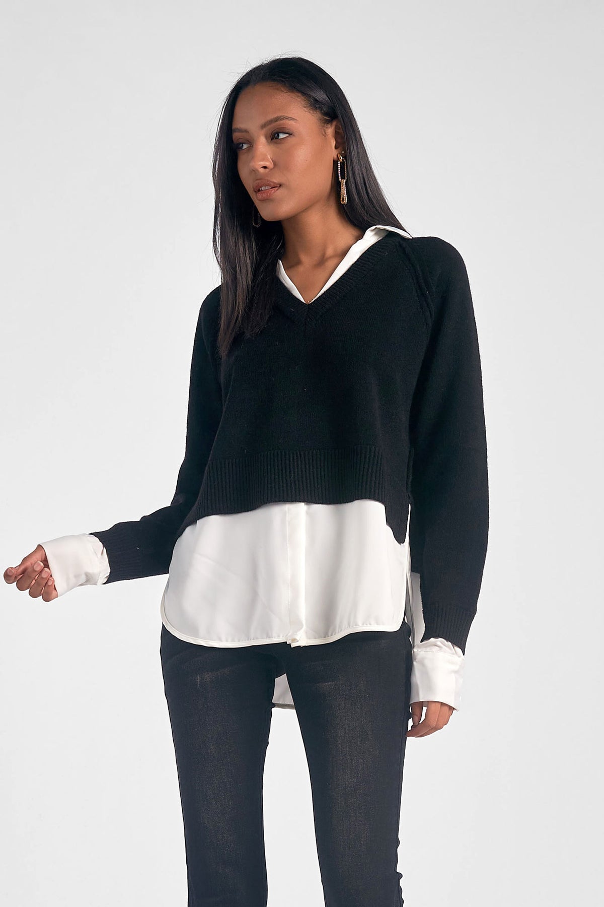 Long Sleeve Shirt Combo | Taupe, Black