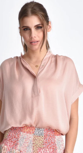 Jazzy Loose Short Sleeve Top | Champagne