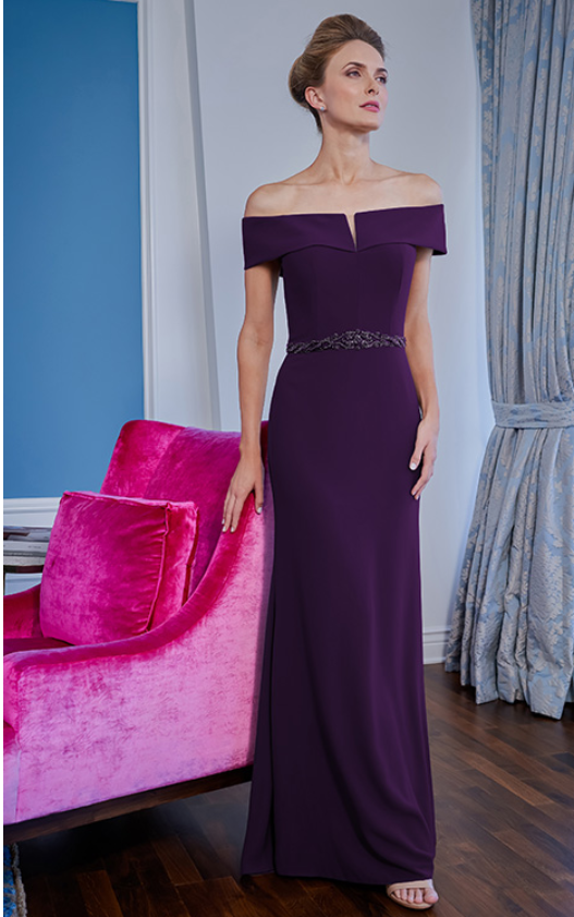 Jasminne Belted Beaded O/S Gown | Bordeaux