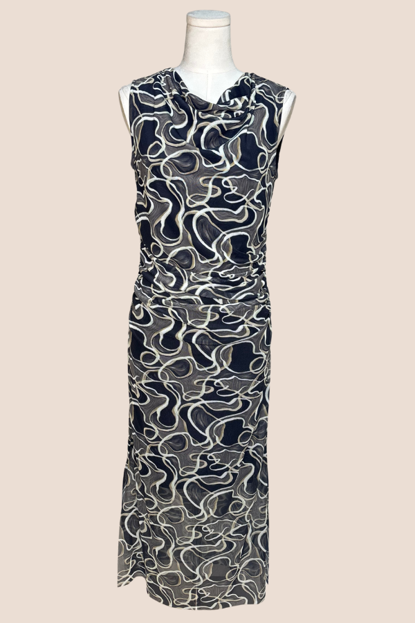 Sleevless Drape Neck Dress