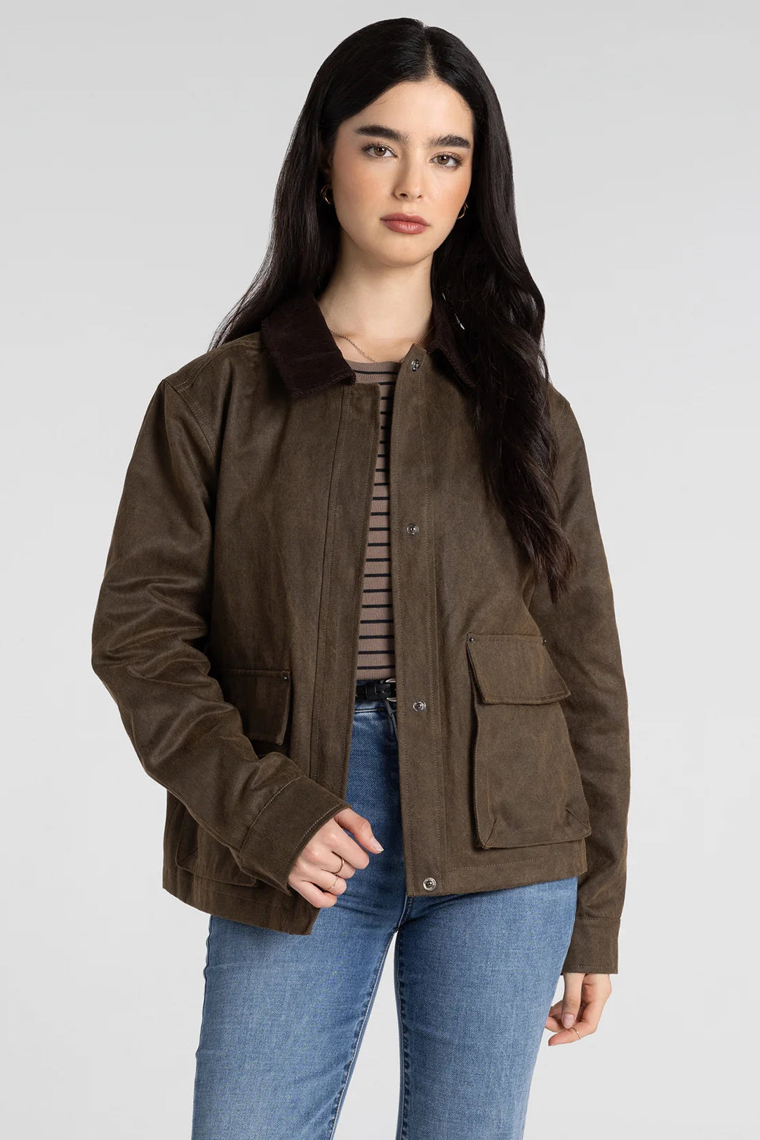 Spencer Crop Chore Jacket | Brown