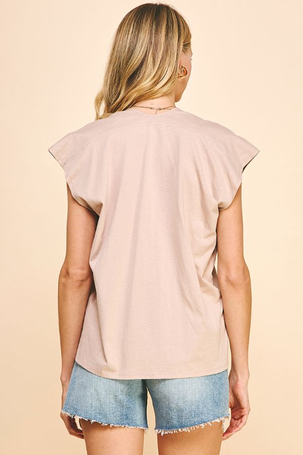 CAP SLV V NECK TOP