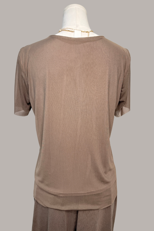 Short Sleeve Mesh Top | Natural, Black, Mocha