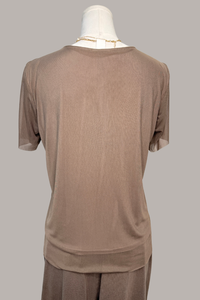 Short Sleeve Mesh Top | Natural, Black, Mocha