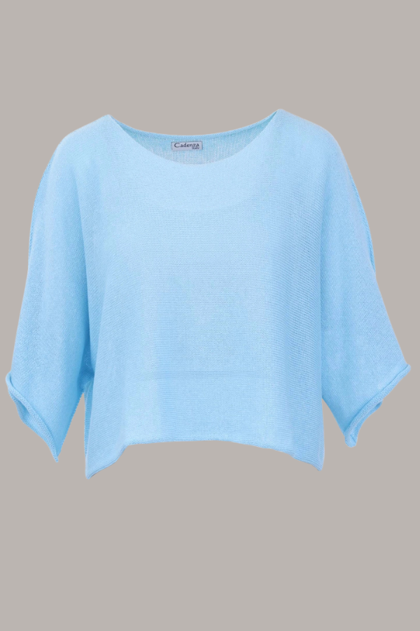 Cotton Blend Short Tunic Top | Turquoise