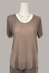 Short Sleeve Mesh Top | Natural, Black, Mocha