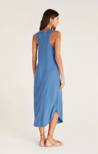 Easy Going Cotton Slub Midi Dress | Blue & Olive