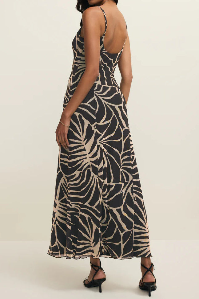 Charisma Tova Palm Midi Dress | Black