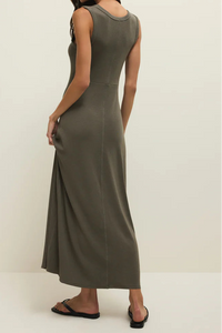 Linden Rib Maxi Dress | Khaki Green