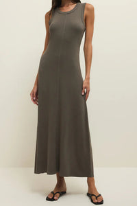 Linden Rib Maxi Dress | Khaki Green