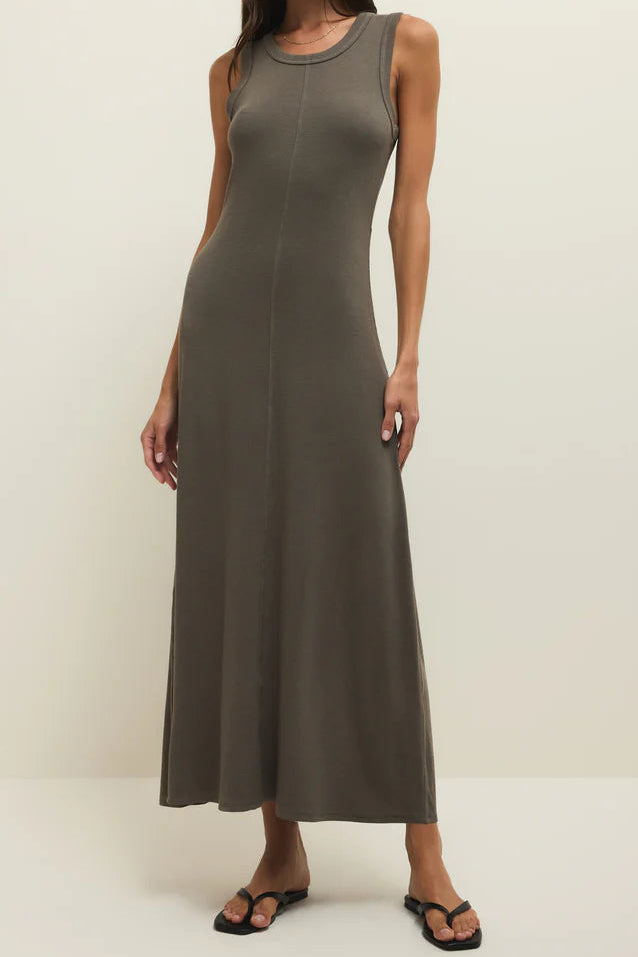 Linden Rib Maxi Dress | Khaki Green
