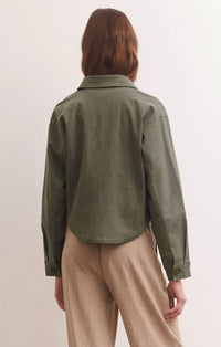 Cropped Twill Jacket | Evergreen
