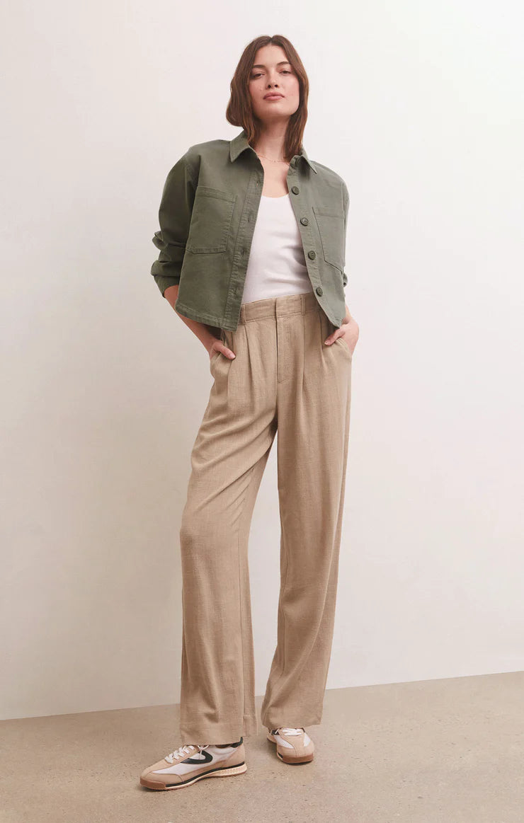 Cropped Twill Jacket | Evergreen