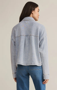 All Day Cropped Knit Jacket | Washed Indigo