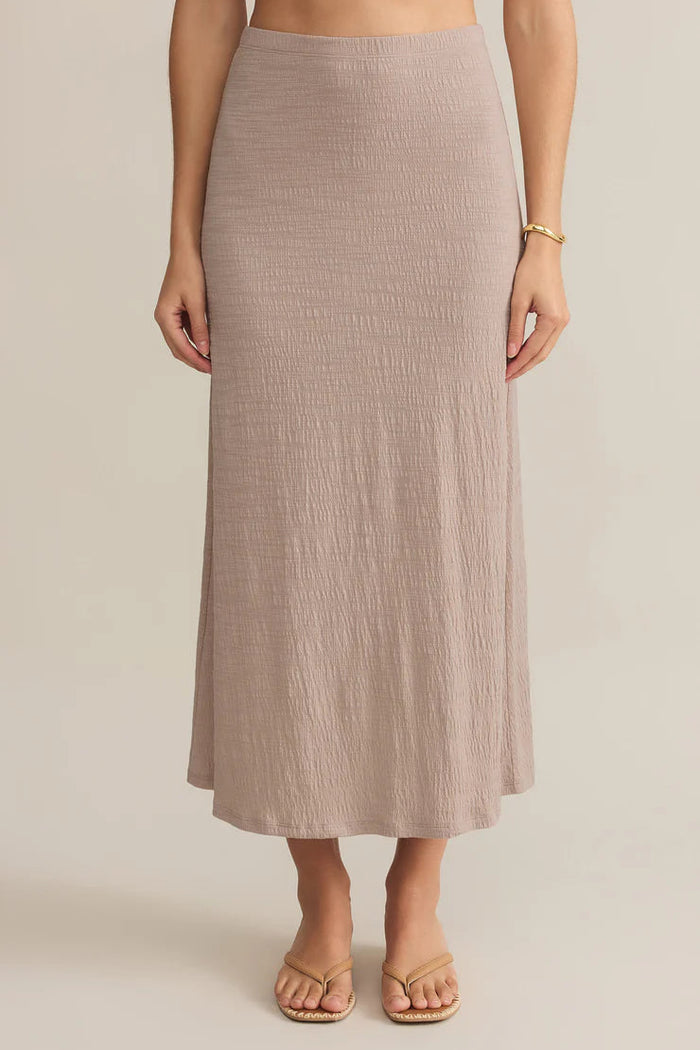 Delavine Textured Midi Skirt | Parchment