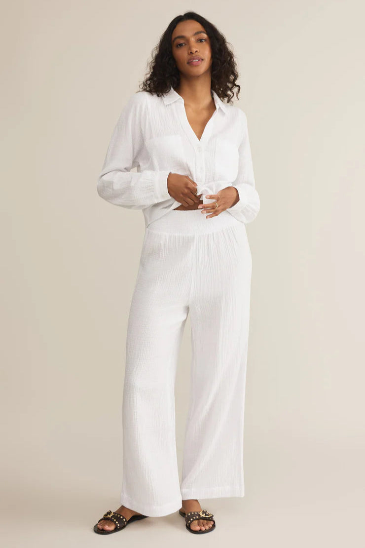 Cassidy Gauze Full Length Pant | White