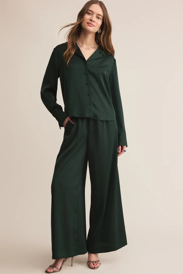 Ana Satin Top | Garland Green