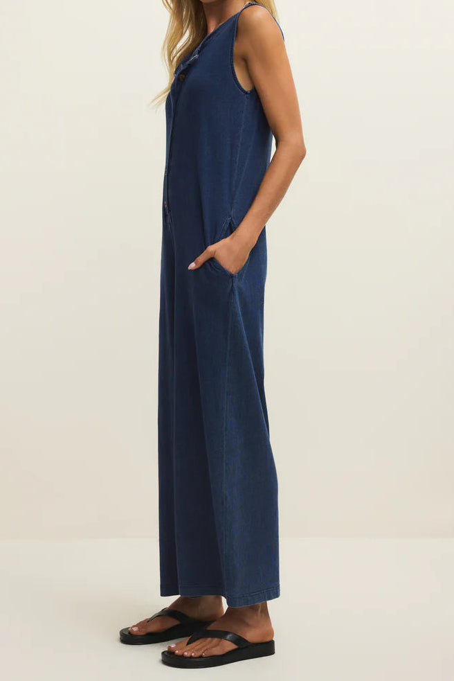 Fiona Jersey Denim Jumpsuit | Indigo