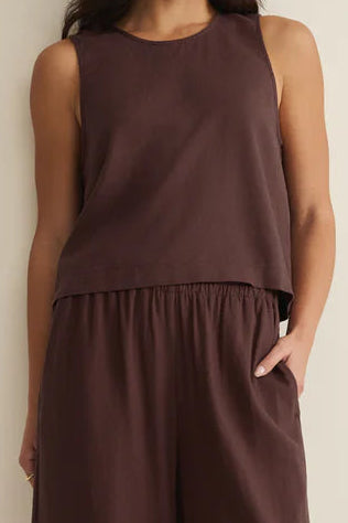 Sloane Linen Top | Chocolate Cherry