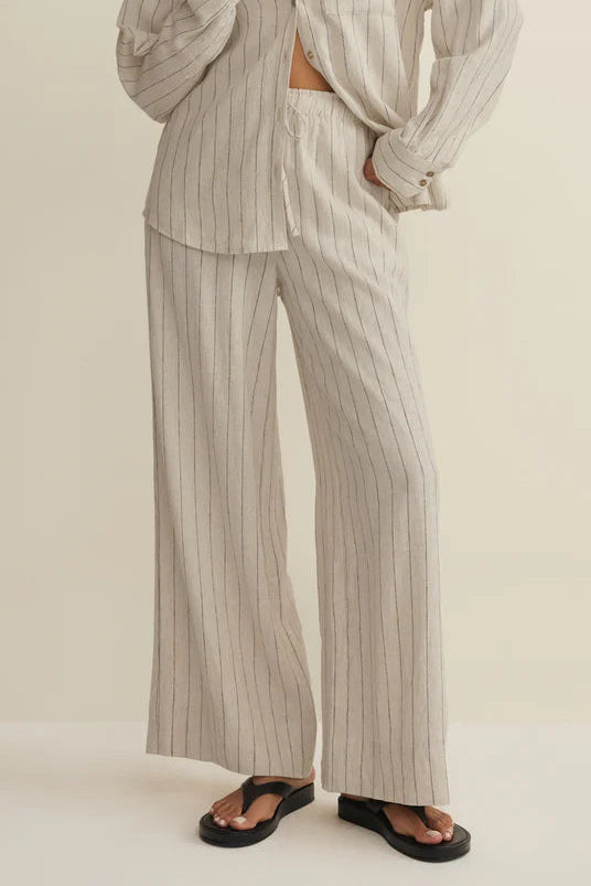 Henri Striped Wide Leg Pant | Linen