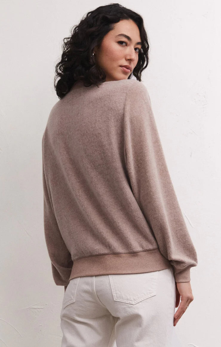 Z Supply Russel Cozy Pullover Reverse Fleece Sweatshirt | Toffee