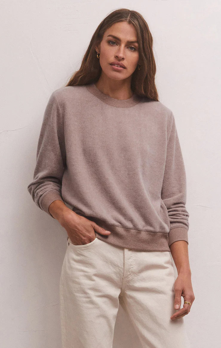 Z Supply Russel Cozy Pullover Reverse Fleece Sweatshirt | Toffee