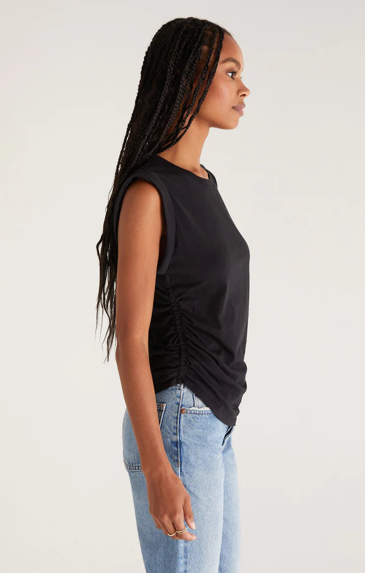 Lorelei Shirred Top | Black, Red