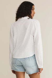 Campo Button Up Gauze Top | White
