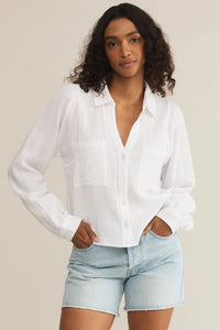 Campo Button Up Gauze Top | White