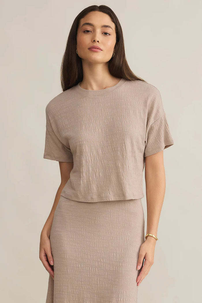 Sway Textured Cropped Tee | Parchment