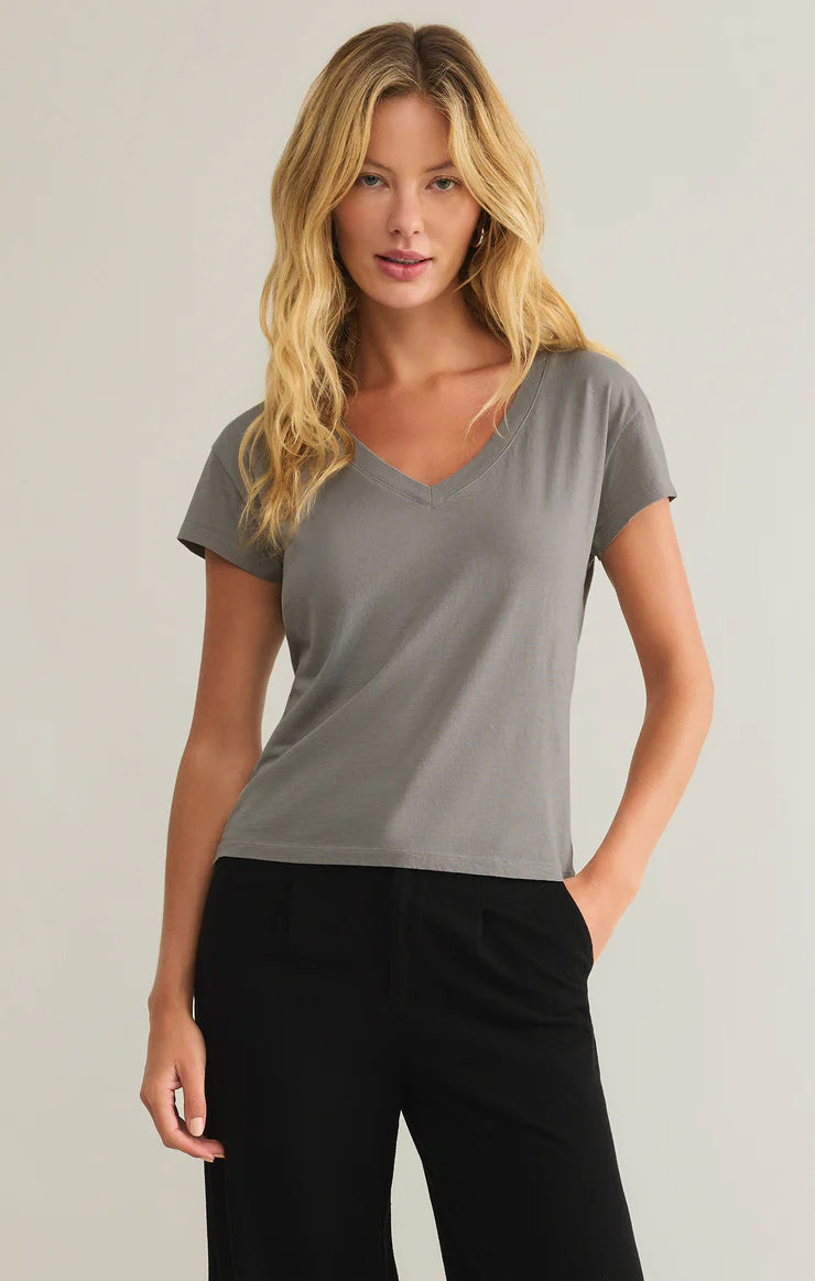 Modern V Neck Tee | Graphite Grey, Pink Salt, White