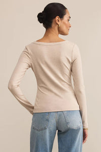Second Skin Scoop Neck Top | Black, Oatmeal Heather