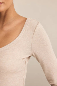 Second Skin Scoop Neck Top | Black, Oatmeal Heather