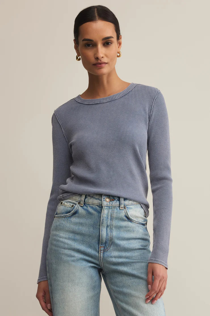 Arlet Mini Thermal Top | Storm Cloud, White