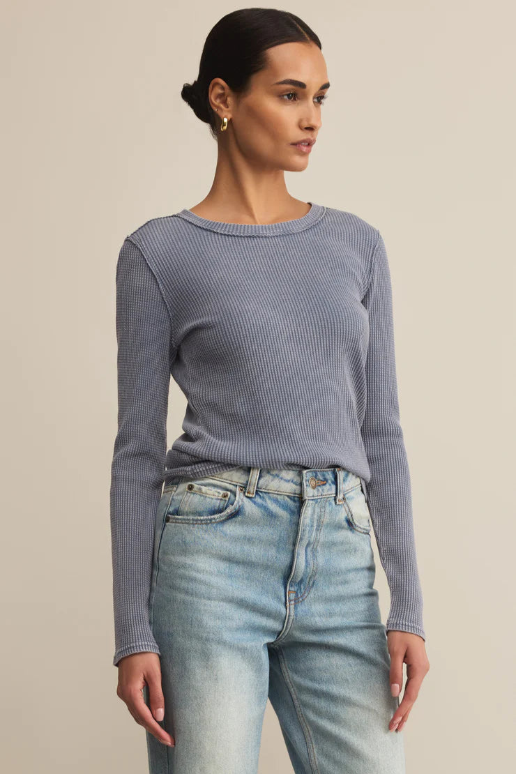 Arlet Mini Thermal Top | Storm Cloud, White