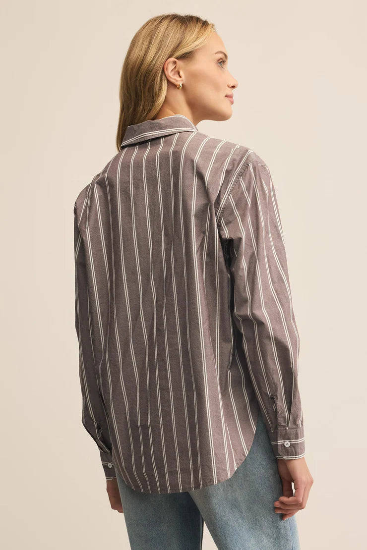 Seaport Striped Poplin Top | Sandalwood