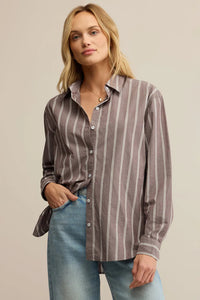 Seaport Striped Poplin Top | Sandalwood