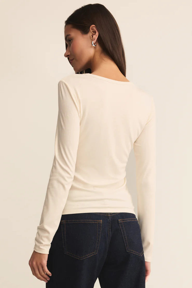 Second Skin Crew Neck Top | Black, Cloud