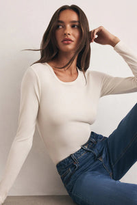 Second Skin Crew Neck Top | Black, Cloud