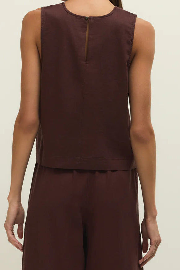 Sloane Linen Top | Chocolate Cherry