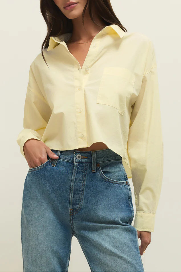 Lisette Poplin Top | White, Pineapple