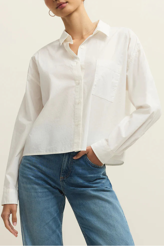 Lisette Poplin Top | White, Pineapple