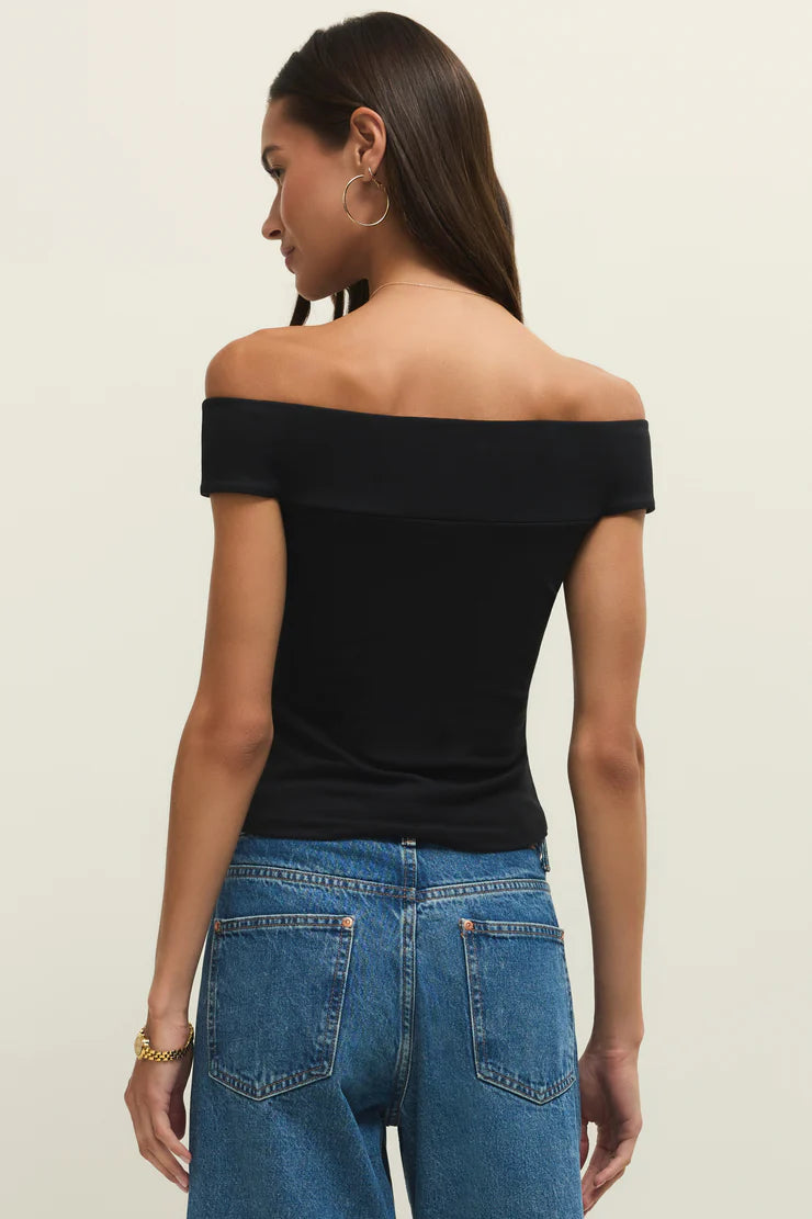 Second Skin Off-the-Shoulder Top | Black, Cloud