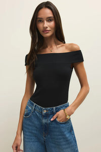 Second Skin Off-the-Shoulder Top | Black, Cloud