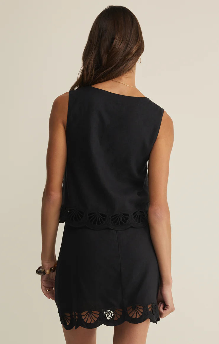 Charlene Embroidered Top | Black