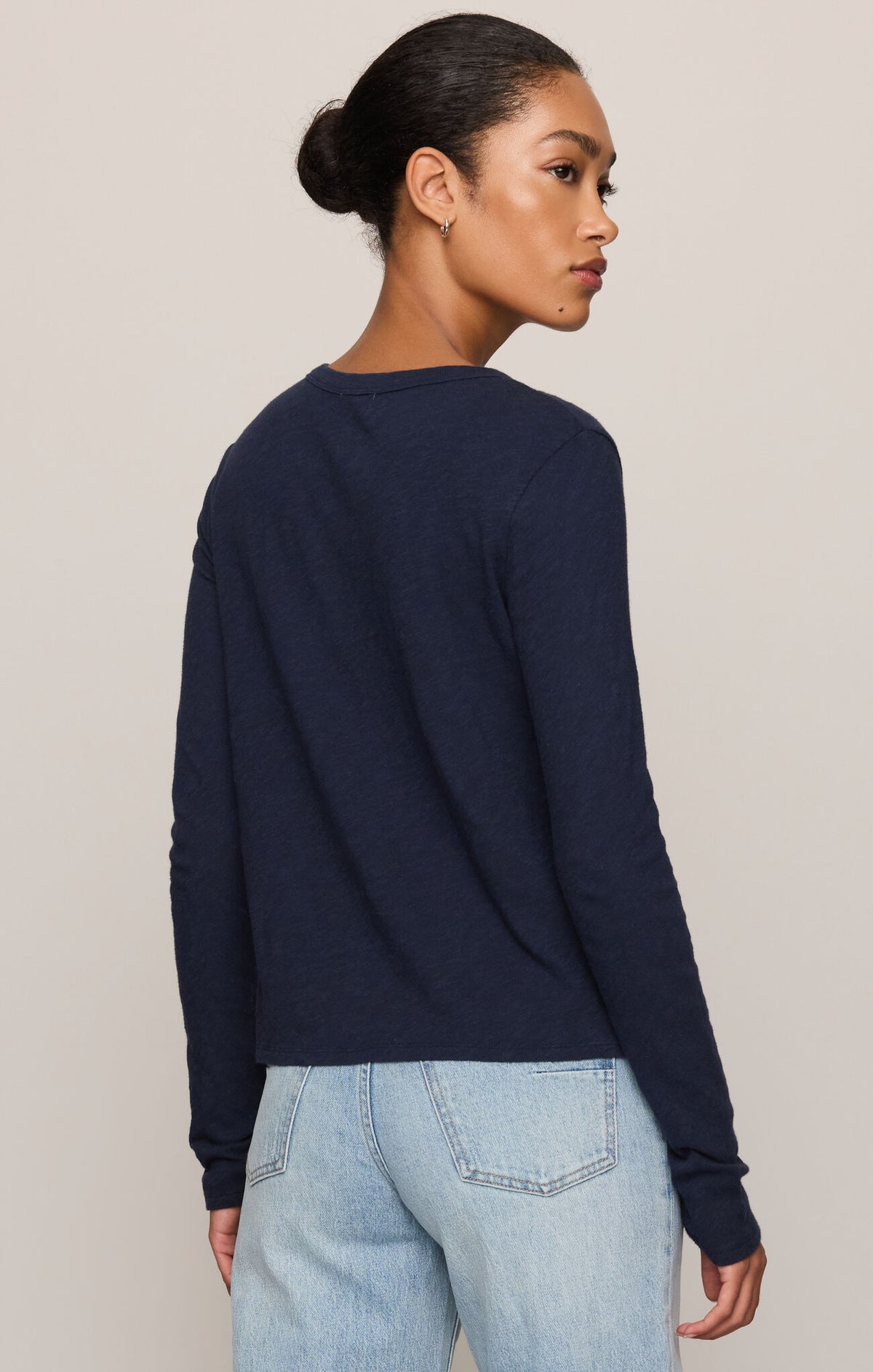 Junie Long Sleeve Tee | Heather Ash, White, Eclipse